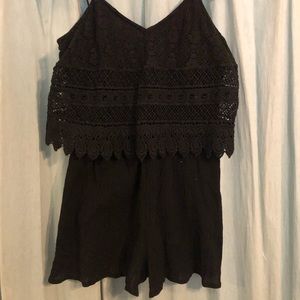 Topshop black crochet strappy romper